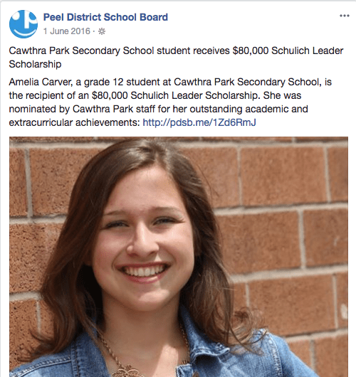 Peel District School Board, FB Post 1