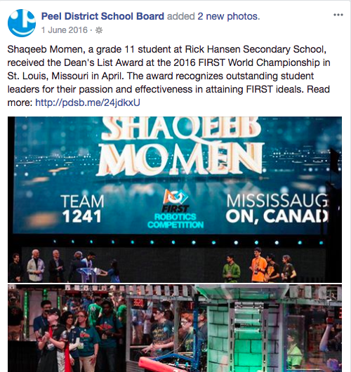 Peel DIstrict School Board, FB Post 2