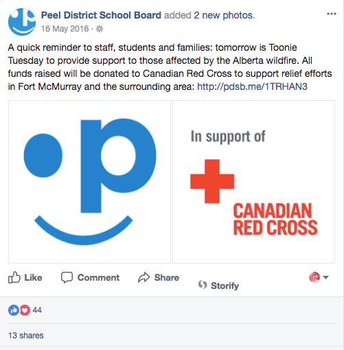Peel District School Board, FB Post 3